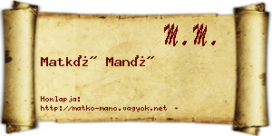 Matkó Manó névjegykártya